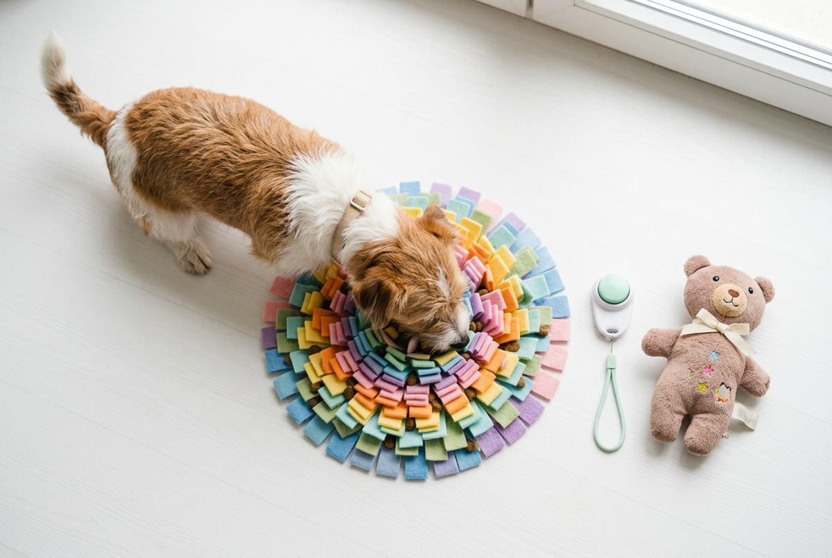 Behavior Training & Interactive Enrichment – Snuffle Mat, Training Clicker & Squeaky Toy